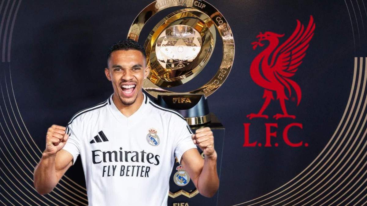 Arnold con el trofeo del Mundial Clubes y Liverpool Arnold con el trofeo del Mundial Clubes y Liverpool