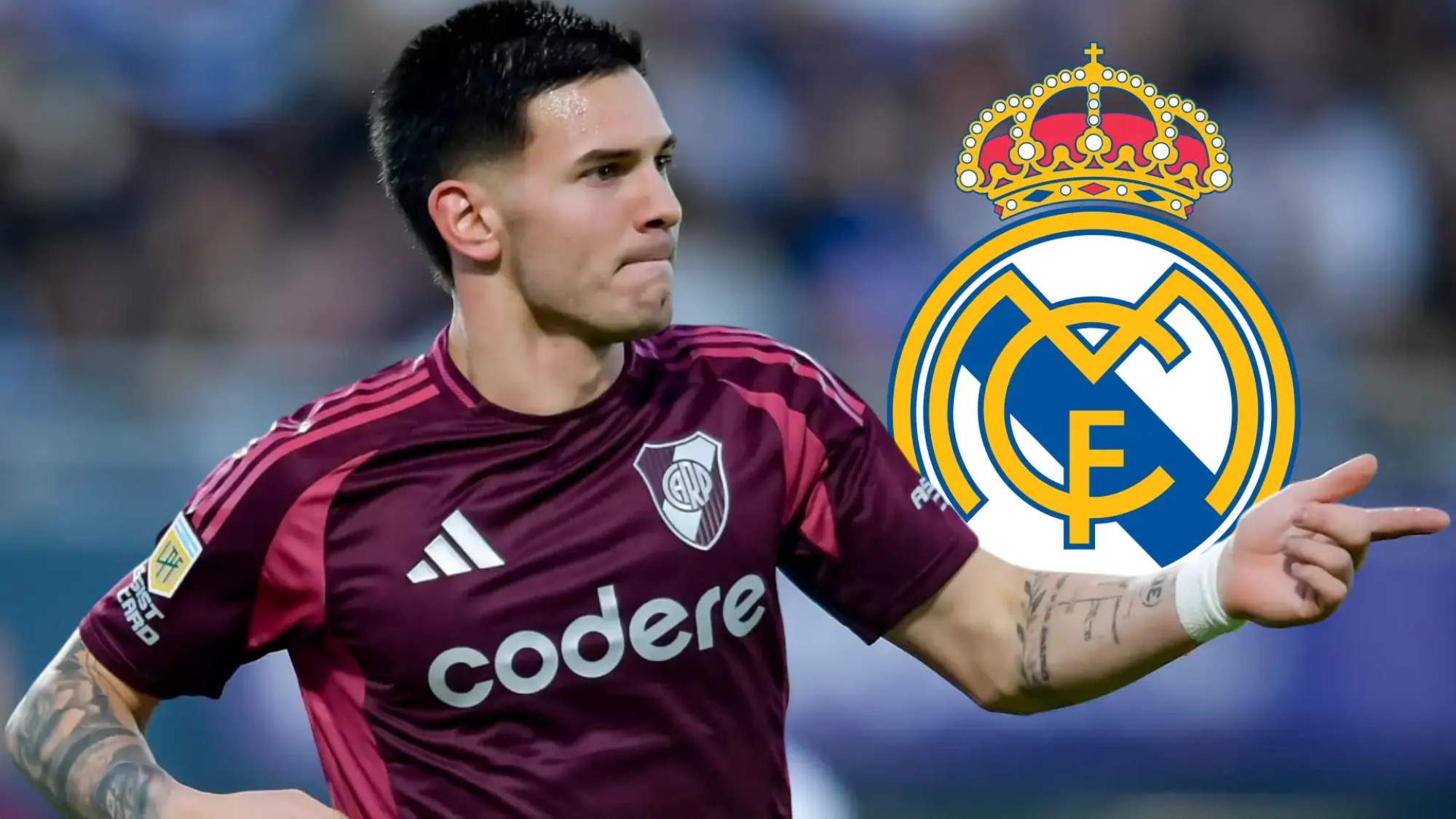  Franco Mastantuono con escudo Real Madrid