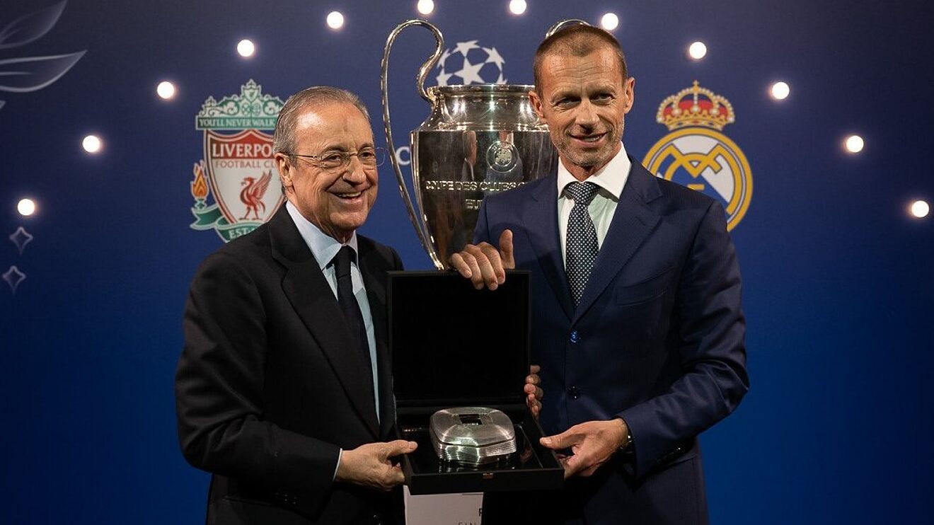 Florentino Pérez junto a Aleksander Ceferín