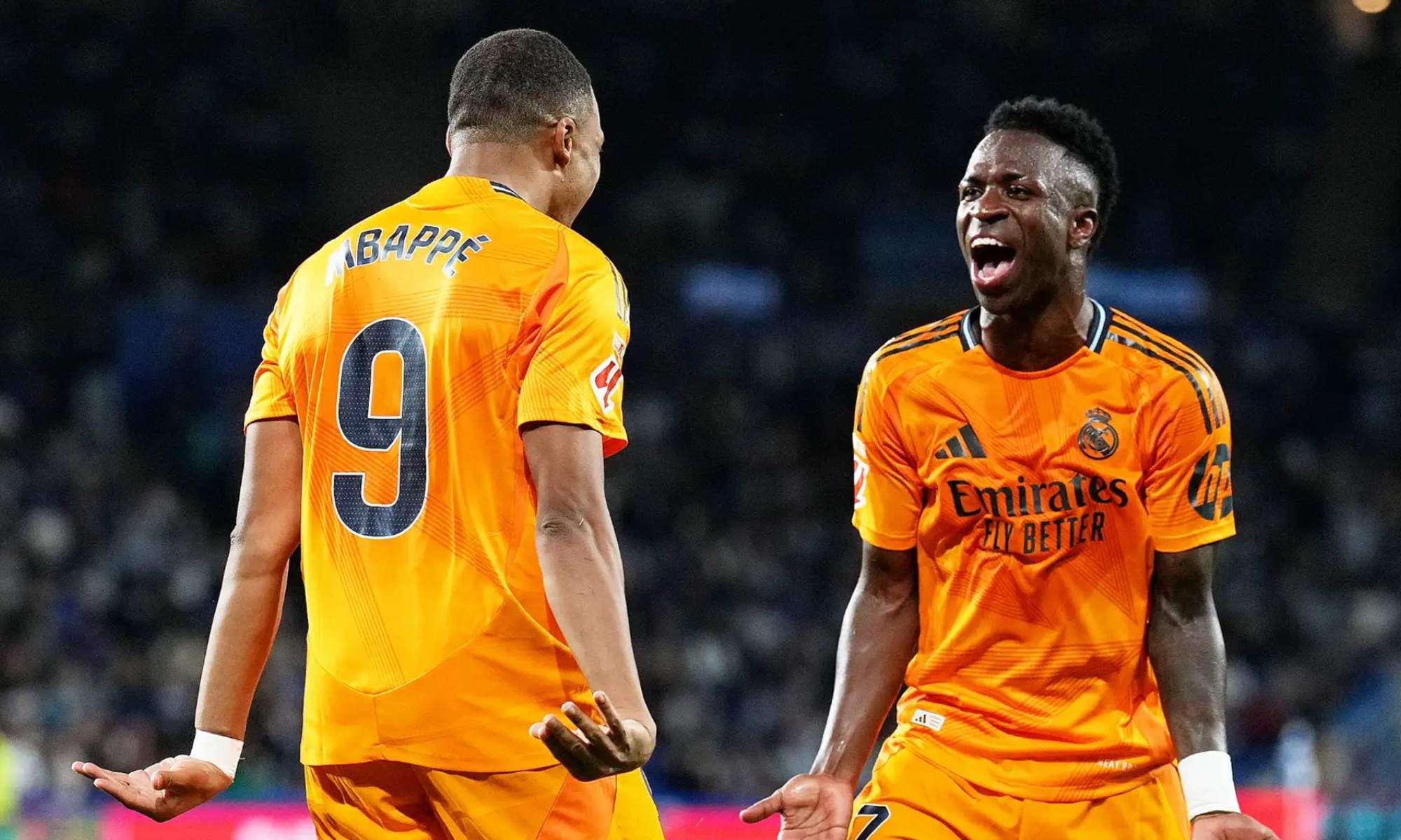 Kylian Mbappé y Vinicius Junior, celebrando un gol durante esta temporada.