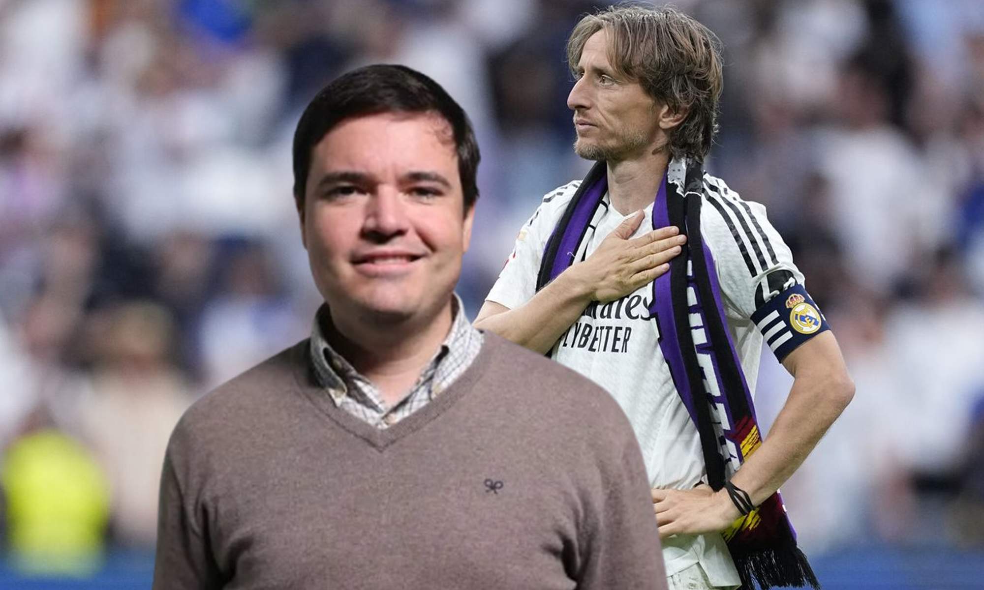Ramón Álvarez de Mon y una foto de Luka Modric. 