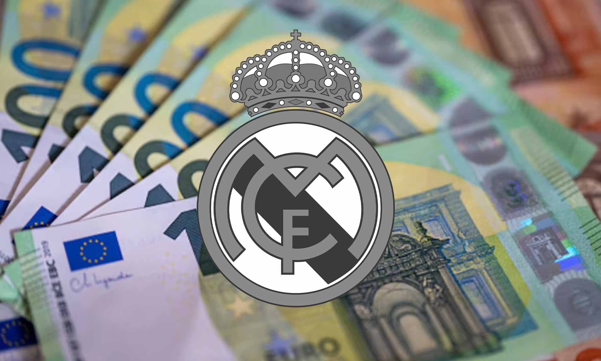 Escudo Real Madrid BN y fondo dinero