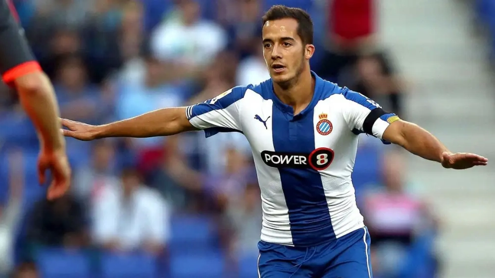 Lucas Vázquez celebrando un gol con el RCD Espanyol