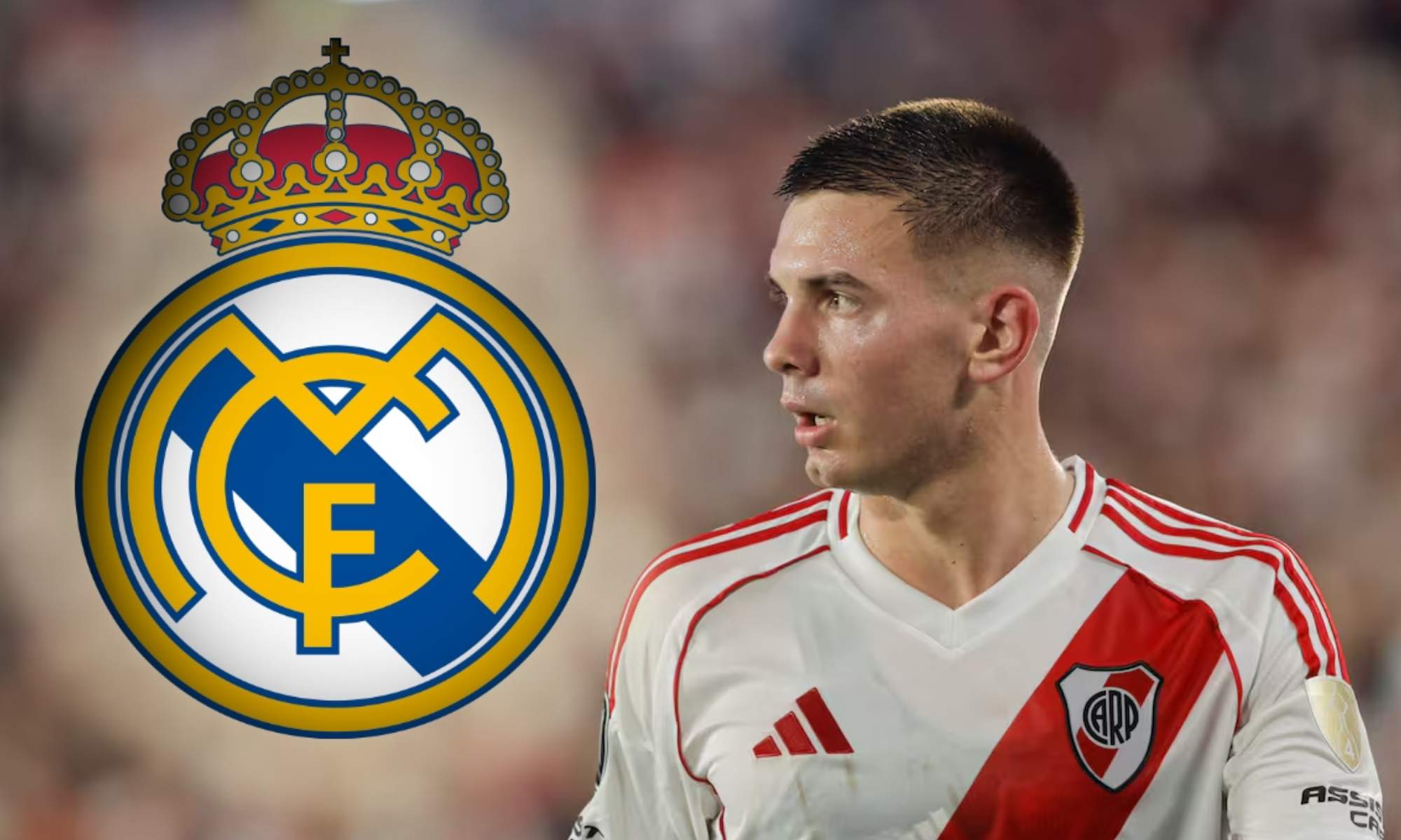Mastantuono con escudo Real Madrid
