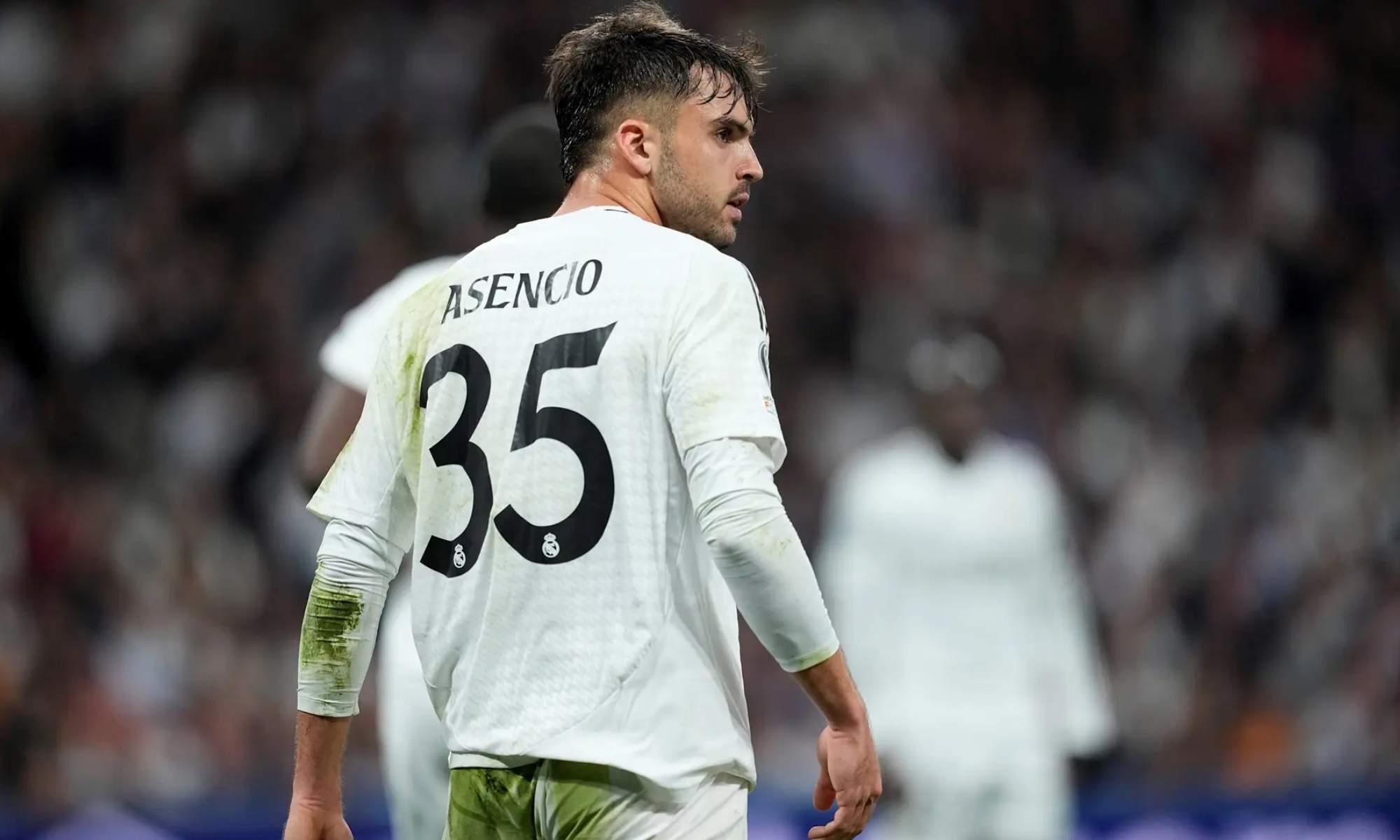 Raúl Asencio, durante un partido de esta temporada con el Real Madrid. Raúl Asencio, durante un partido de esta temporada con el Real Madrid.