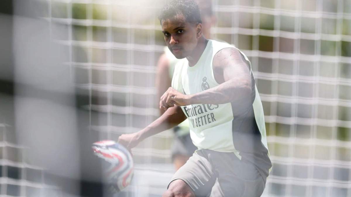 Rodrygo, en un entrenamiento de este lunes con el Real Madrid, en Florida. Rodrygo, en un entrenamiento de este lunes con el Real Madrid, en Florida.