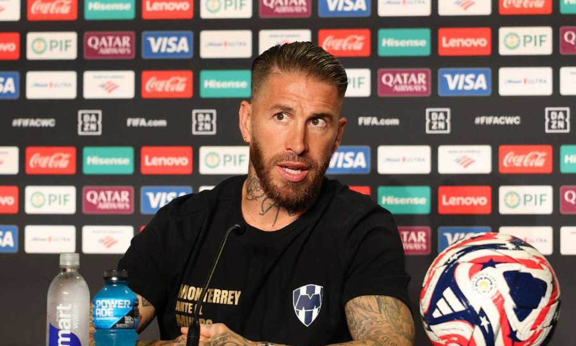 Sergio Ramos, en la rueda de prensa que ofreció este lunes con el Monterrey, que juega el Mundial de Clubes.