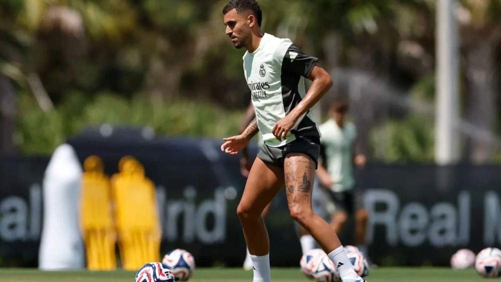 Dani Ceballos, durante un entrenamiento con el Real Madrid en Florida.