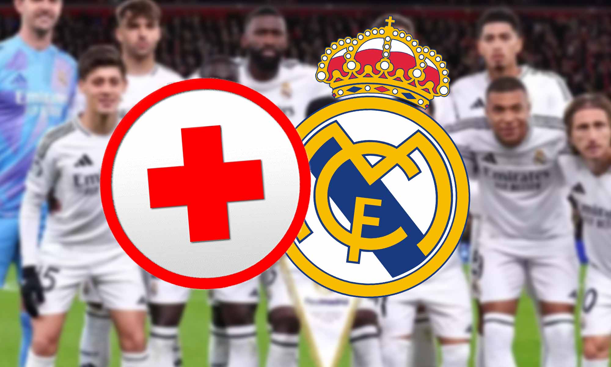Plantilla Real Madrid con Cruz Roja y escudo