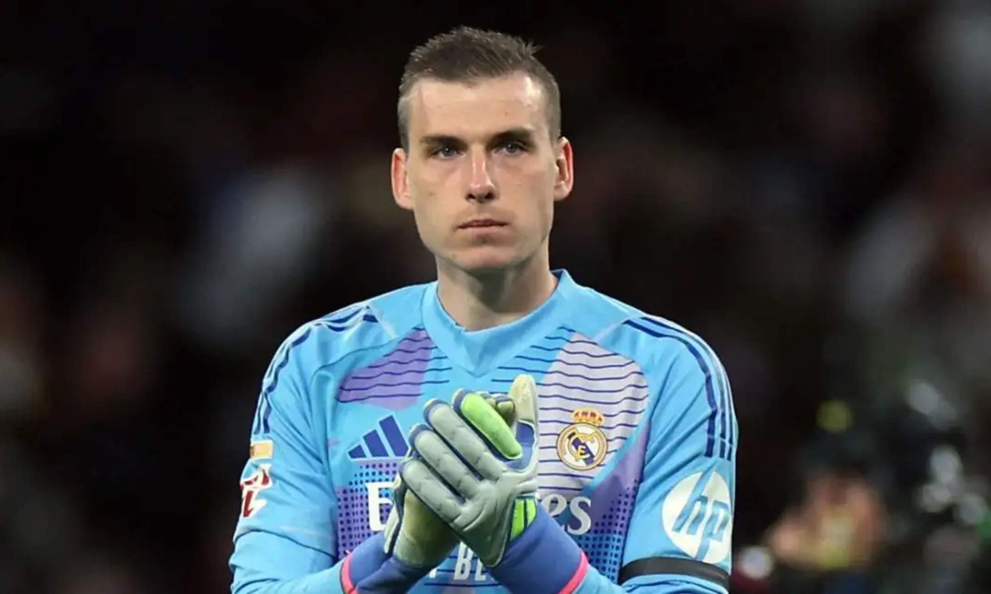 Andriy Lunin, en un partido con el Real Madrid durante esta temporada.