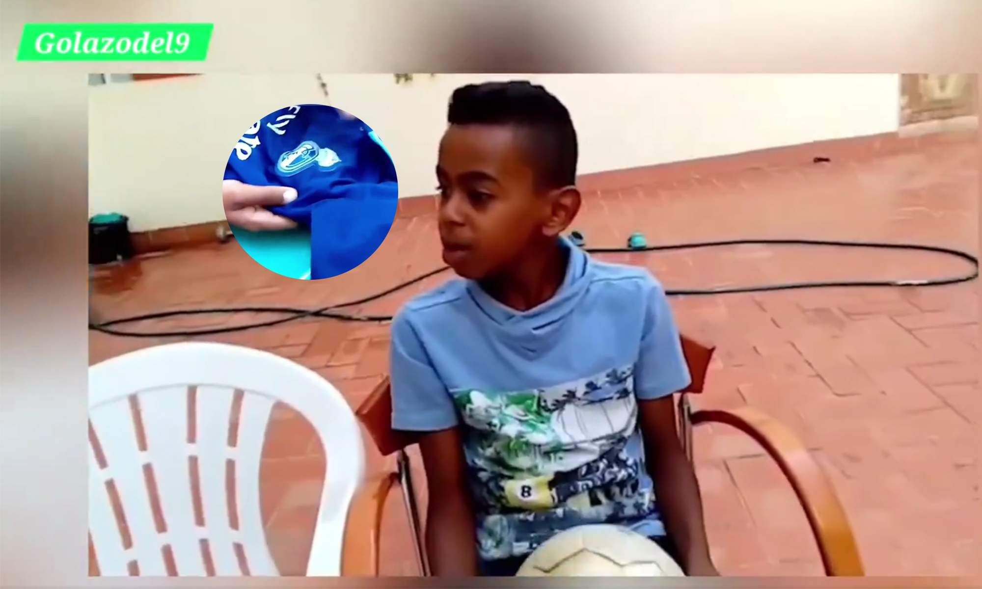 Lamine Yamal de pequeño con la camiseta de Cristiano Ronaldo del Real Madrid. 