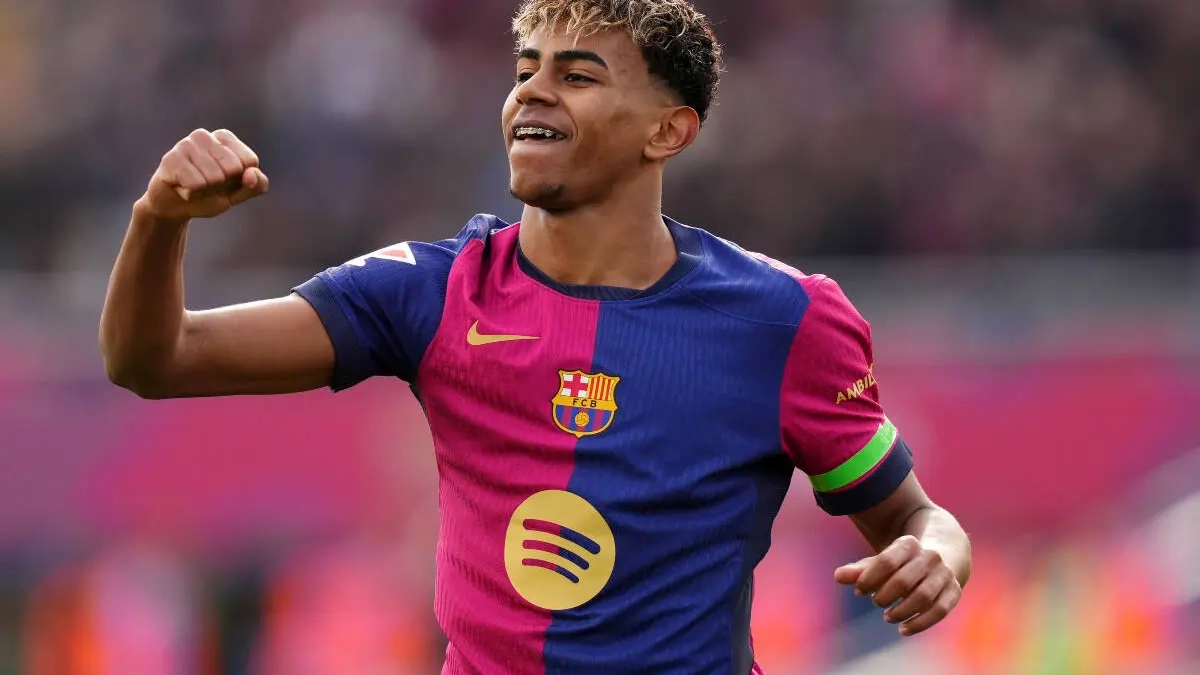 lamine gol celebracion barcelona