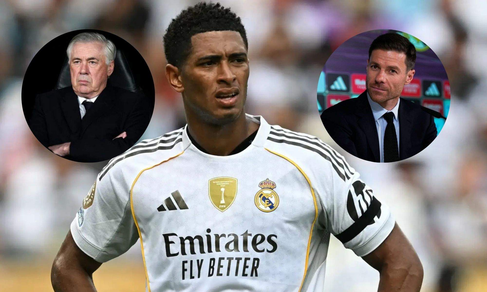 Bellingham junto a Xabi Alonso y Ancelotti