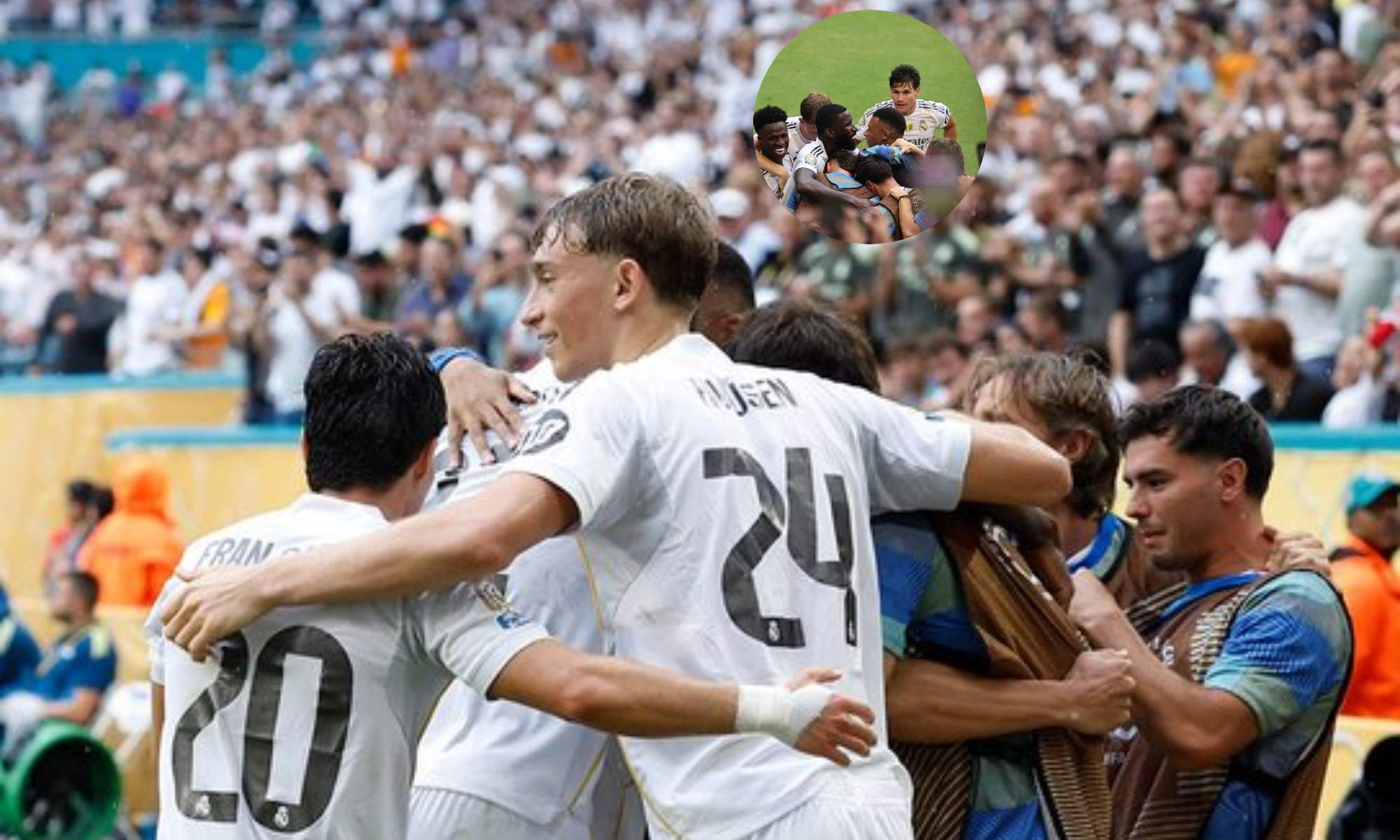 Mbappé celebró el gol del Real Madrid junto al resto de sus compañeros: gran gesto