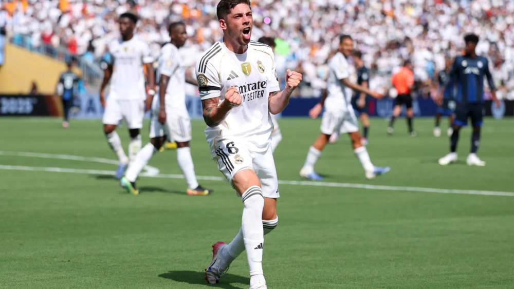 Fede Valverde, celebrando un gol con el Real Madrid en un partido del Mundial de Clubes. Fede Valverde, celebrando un gol con el Real Madrid en un partido del Mundial de Clubes.