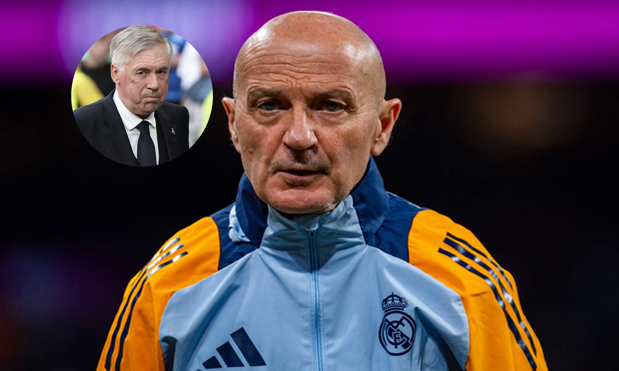 Antonio Pintus y una foto de Carlo Ancelotti. 