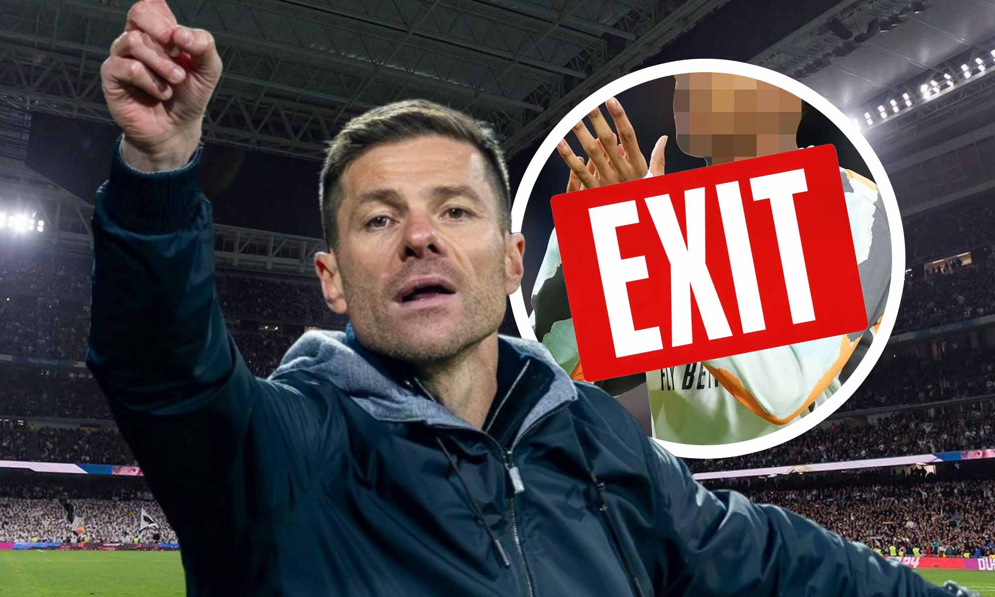 Xabi con jugador de incognito y simbolo de salida