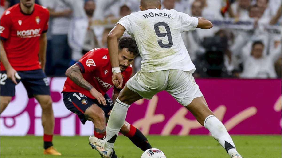 Kylian Mbappé, durante el partido liguero del curso pasado entre Real Madrid y Osasuna en el Santiago Bernabéu (4-0).