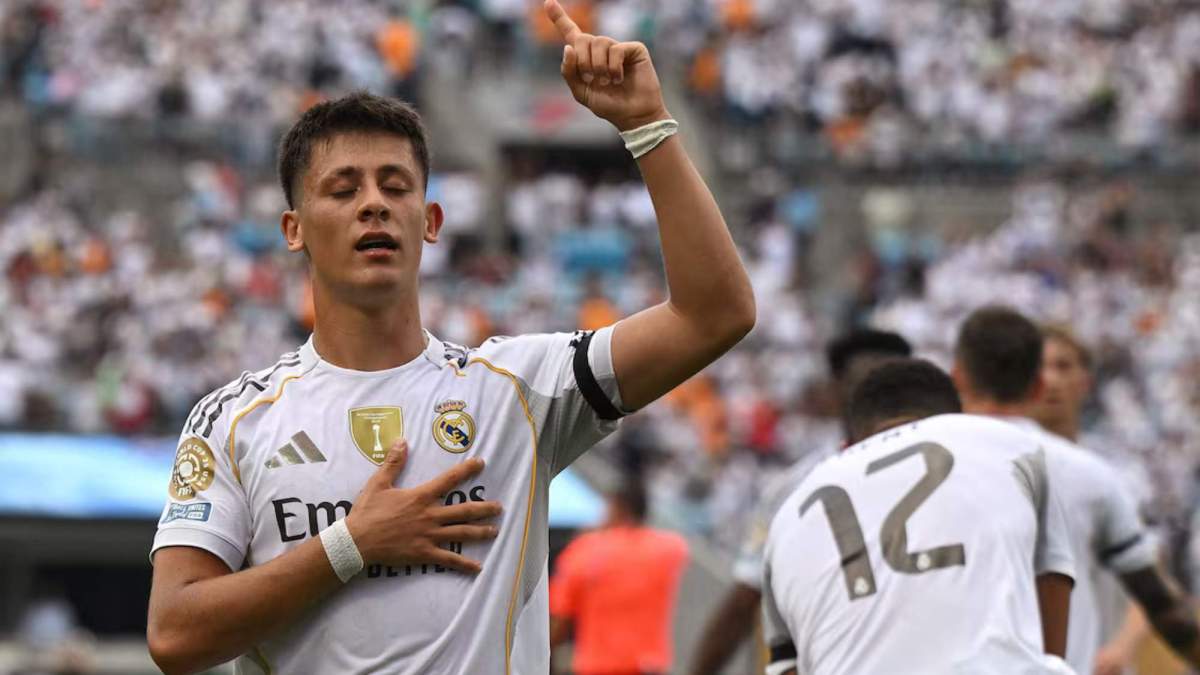 Arda Güler, celebrando un gol con el Real Madrid en un partido del Mundial de Clubes. Arda Güler, celebrando un gol con el Real Madrid en un partido del Mundial de Clubes.