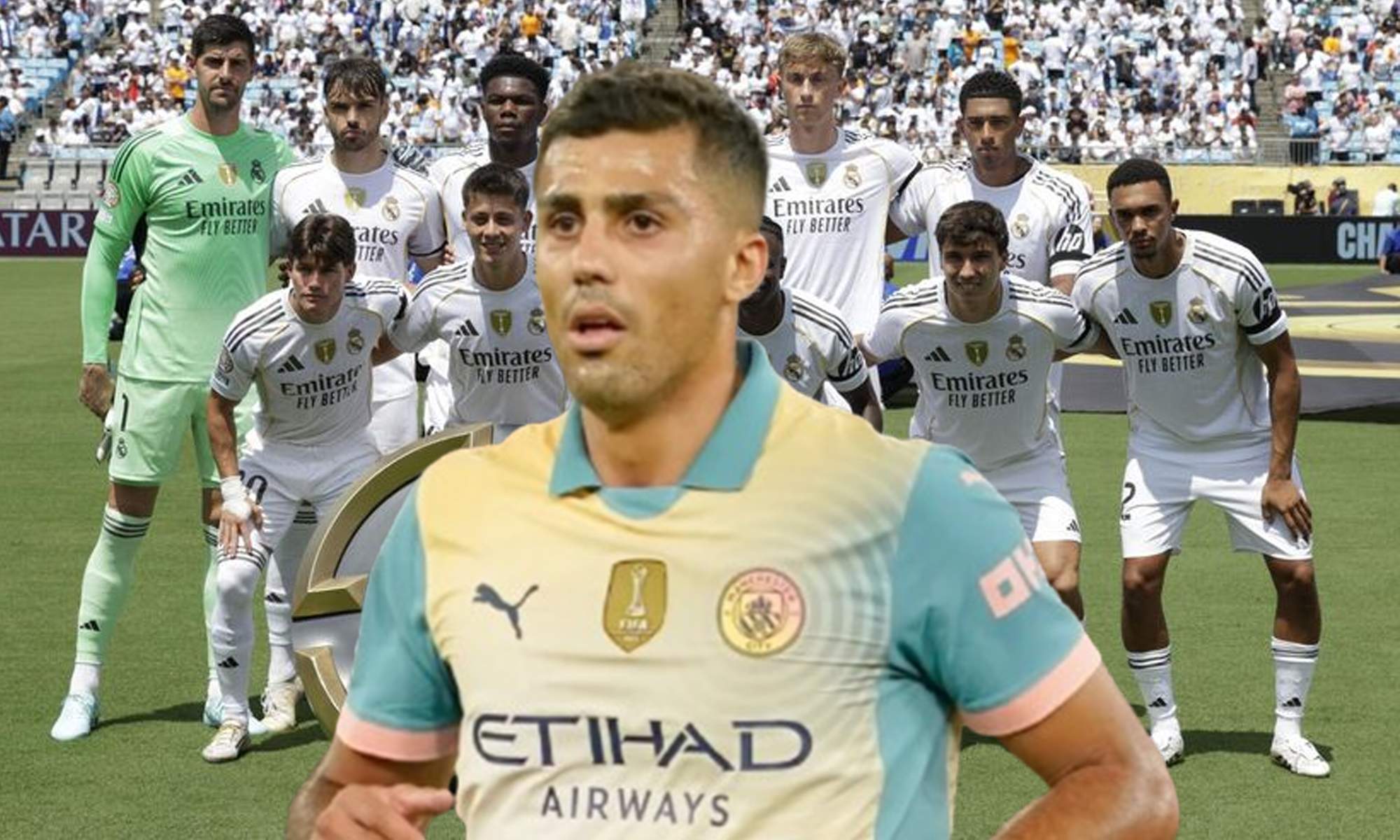 Rodri Hernández y jugadores del Real Madrid en el Mundial de Clubes. 