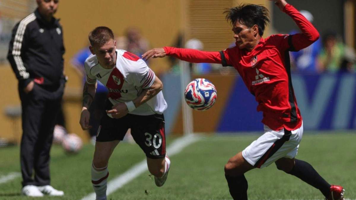 Franco Mastantuono, en un partido con River Plate en el Mundial de Clubes. Franco Mastantuono, en un partido con River Plate en el Mundial de Clubes.