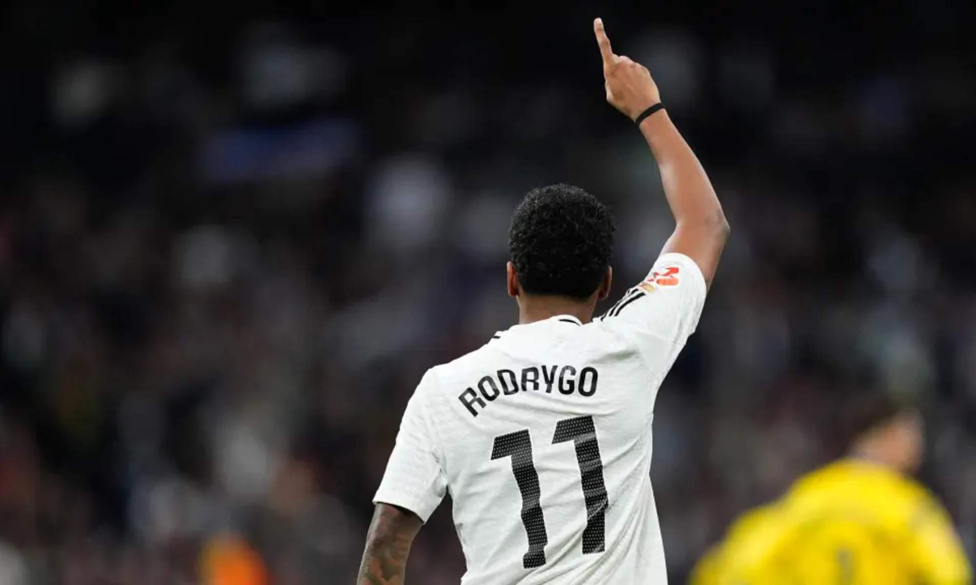 Rodrygo Goes, celebrando un gol en Liga con el Real Madrid durante el curso pasado.