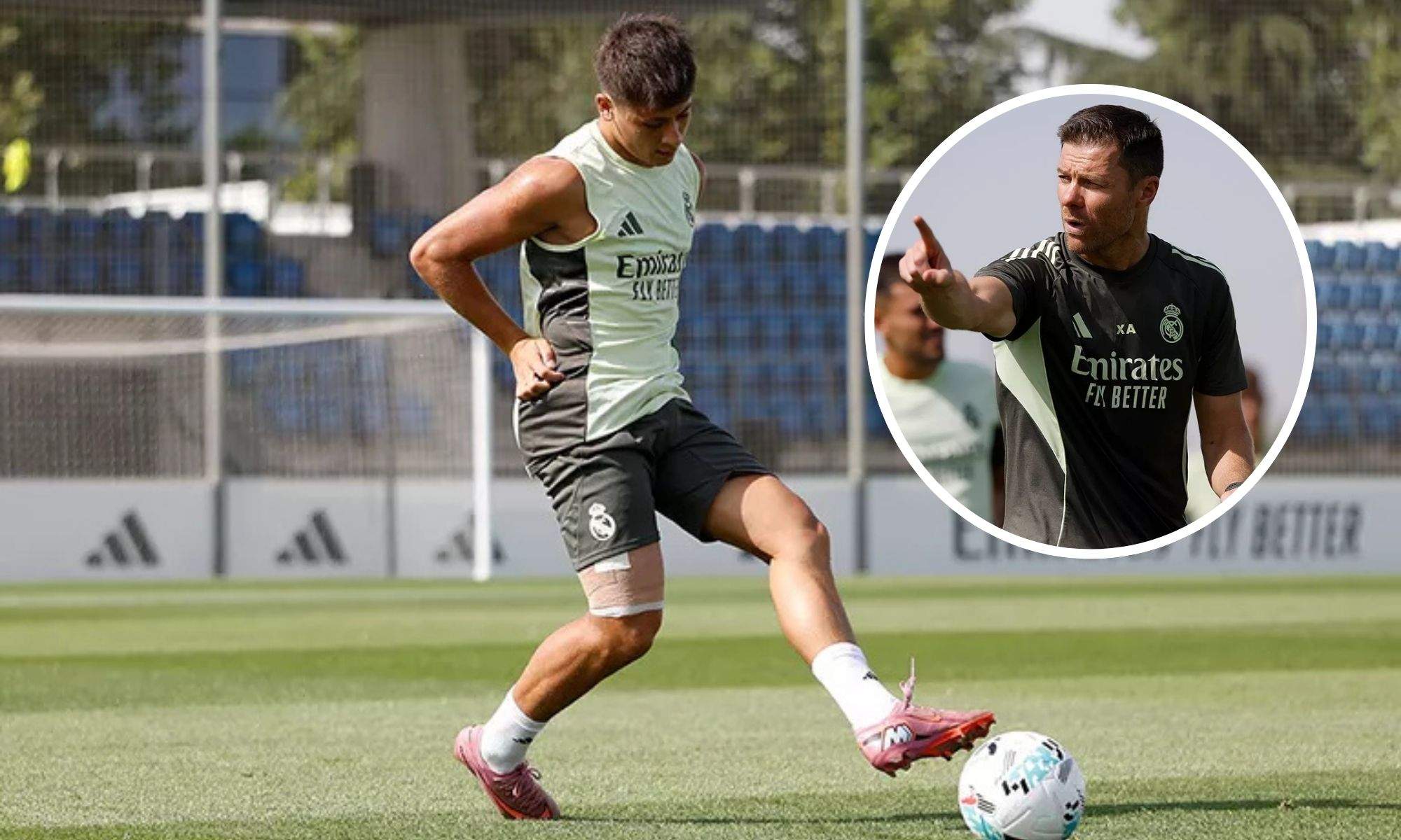 Arda Güler con su Vendaje y Xabi Alonso