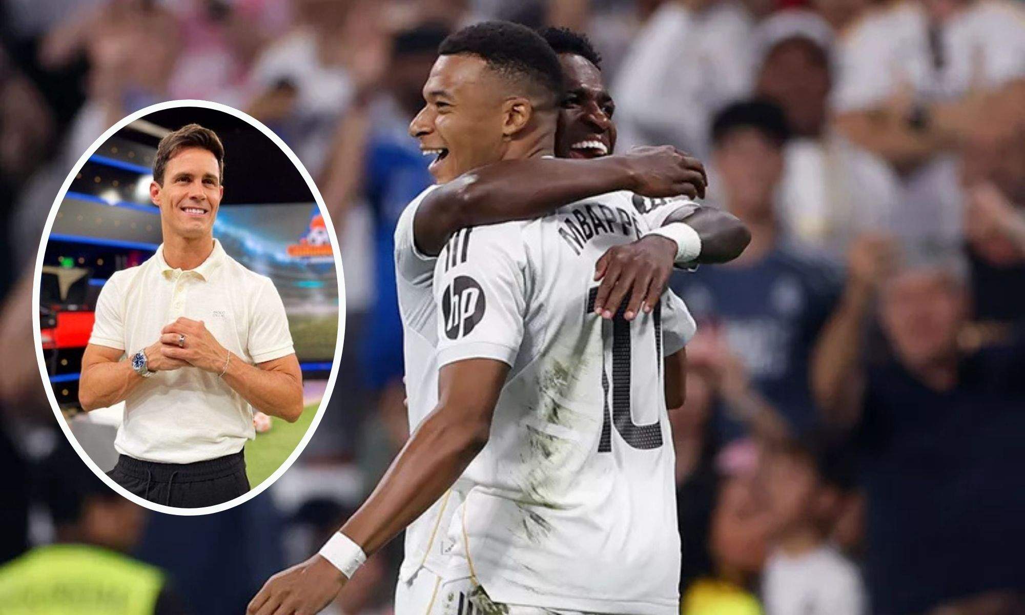 Edu Aguirre junto a Vinicius y Mbappé