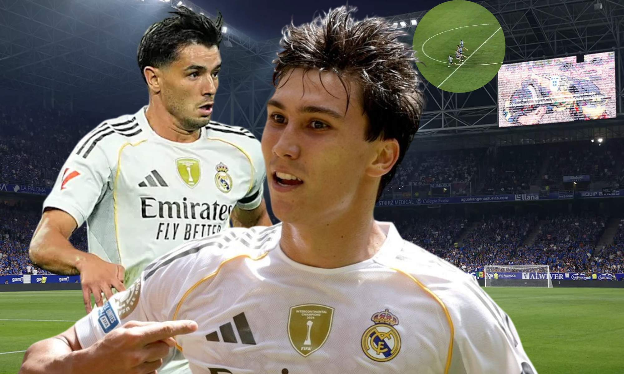 Gonzalo García y Brahim se ejercitaron sobre el césped del Carlos Tartiere después del partido