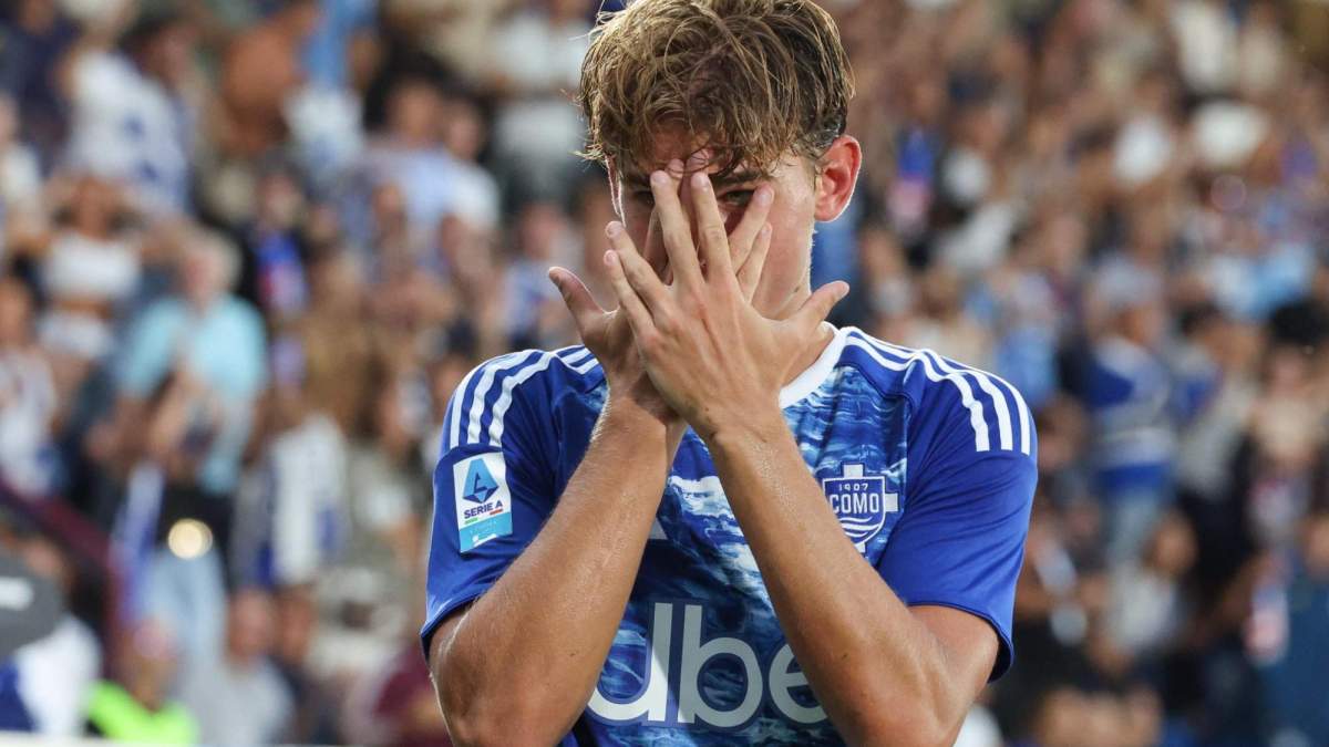 Nico Paz, celebrando el gol que marcó el domingo pasado con el Como. Nico Paz, celebrando el gol que marcó el domingo pasado con el Como.