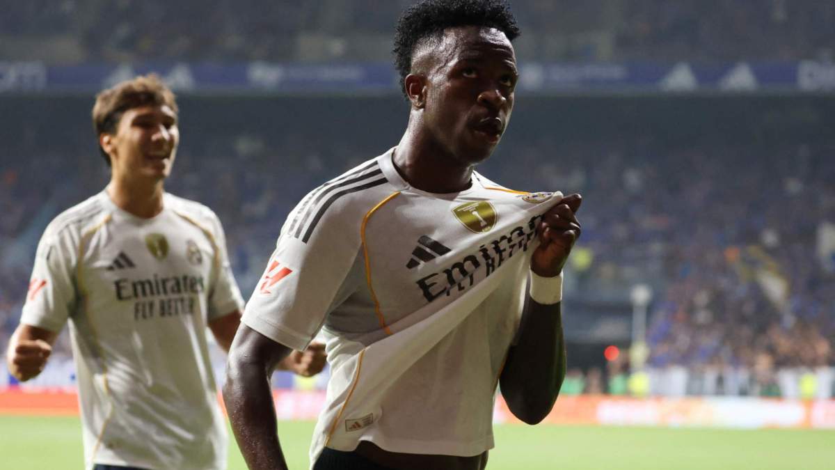 Vinicius Junior, celebrando su gol en Oviedo el domingo pasado. Vinicius Junior, celebrando su gol en Oviedo el domingo pasado.