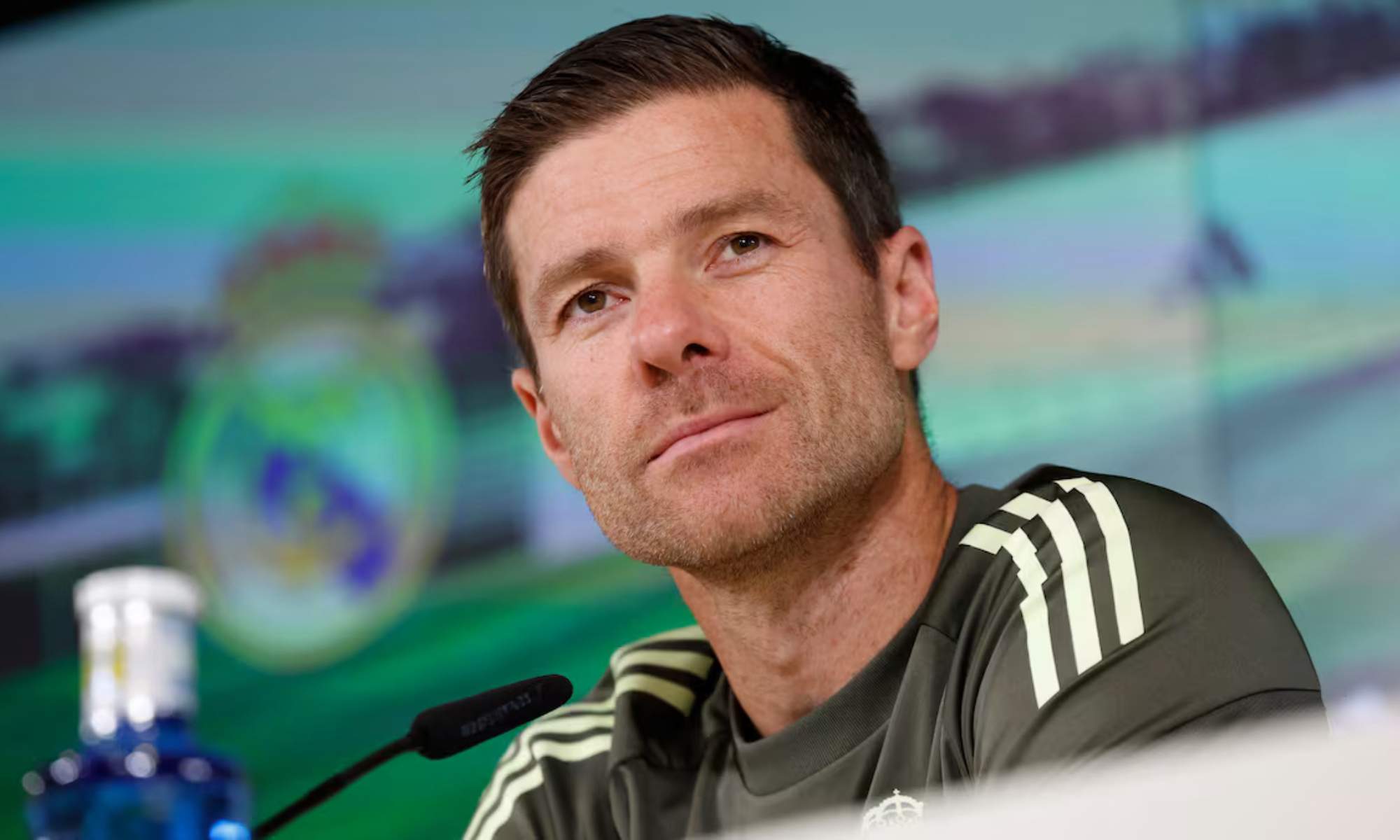 Xabi Alonso, en la rueda de prensa de esta mañana en Valdebebas.