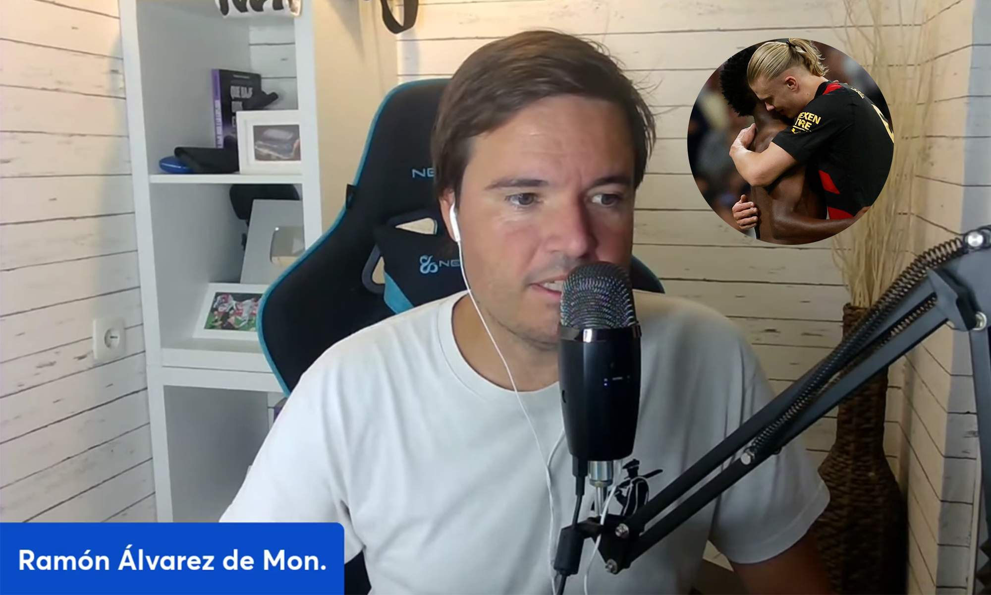 Ramón Álvarez de Mon y una foto de Vinícius Júnior abrazando a Erling Haaland.