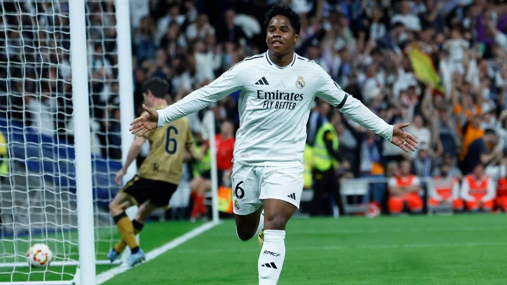 Endrick celebrando su gol contra la Real Sociedad. Endrick celebrando su gol contra la Real Sociedad.