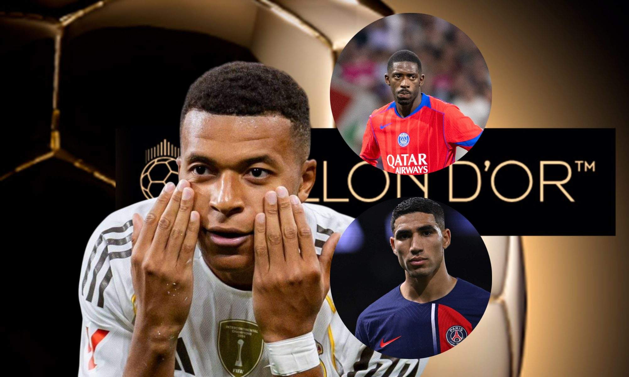 Mbappé se moja con el Balón de Oro entre Dembélé y Achraf