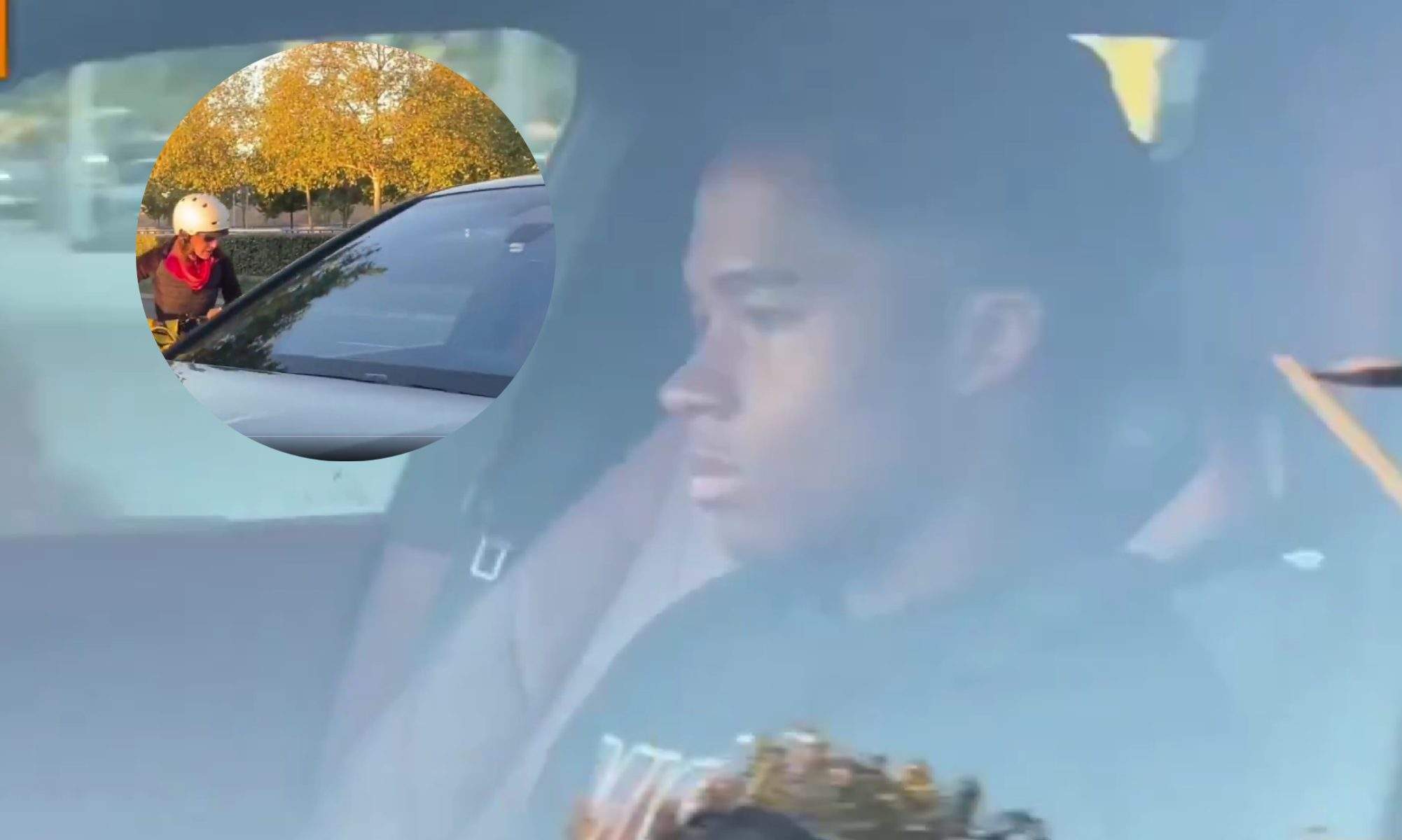 Endrick casi atropella a una ciclista