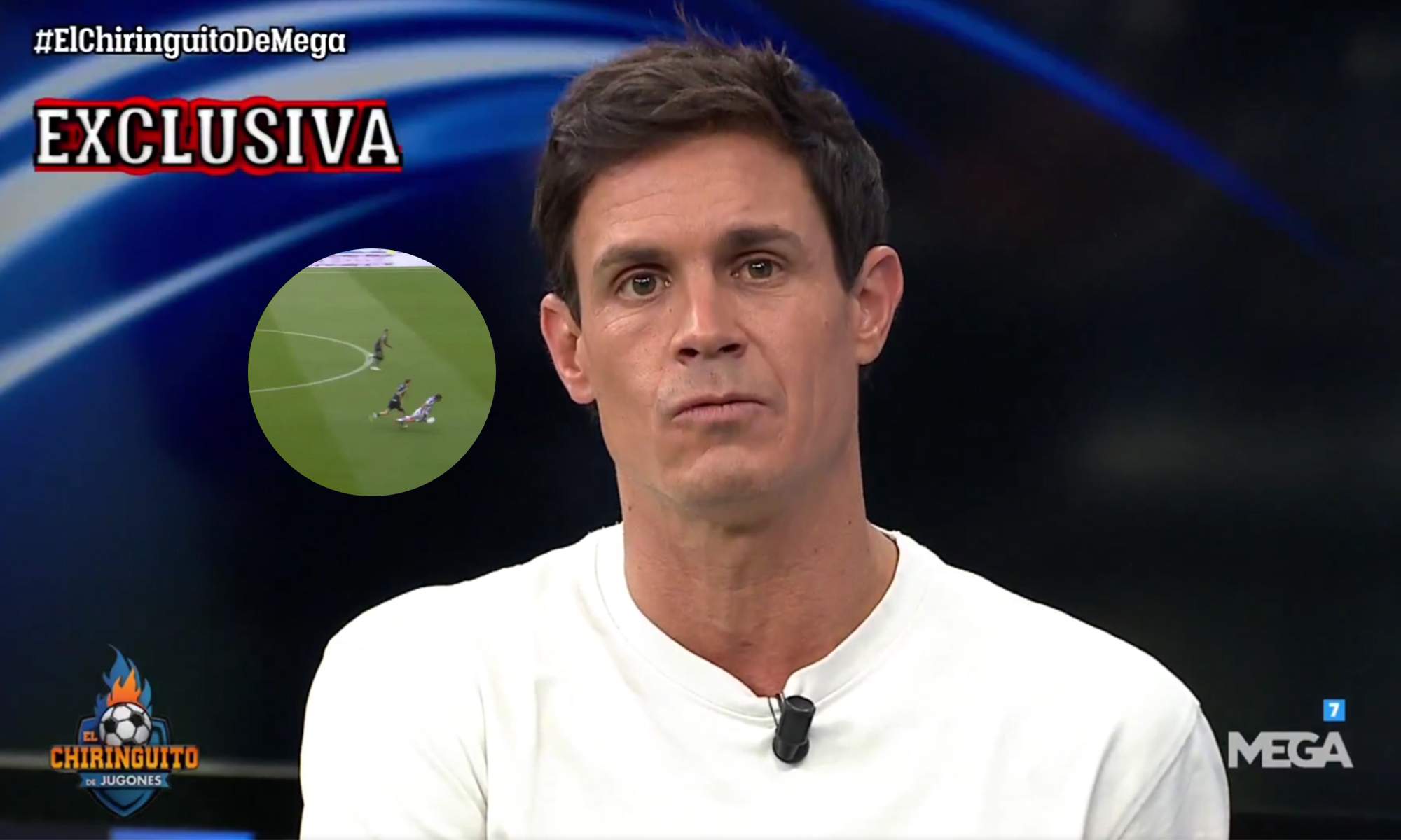 Edu Aguirre en El Chiringuito y una foto de la expulsión de Dean Huijsen.