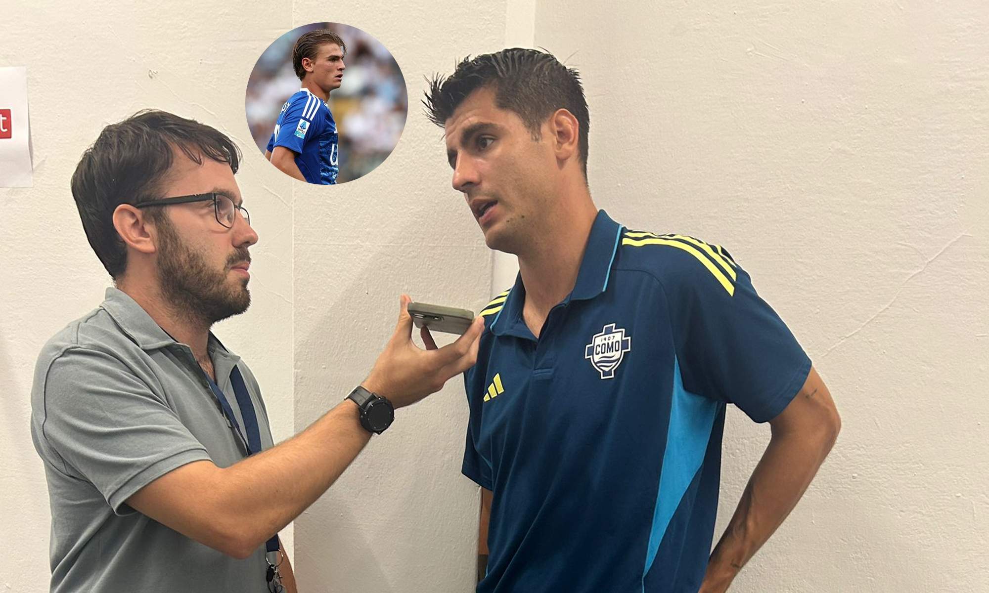 Álvaro Morata hablando sobre Nico Paz a un periodista. Álvaro Morata hablando sobre Nico Paz a un periodista.