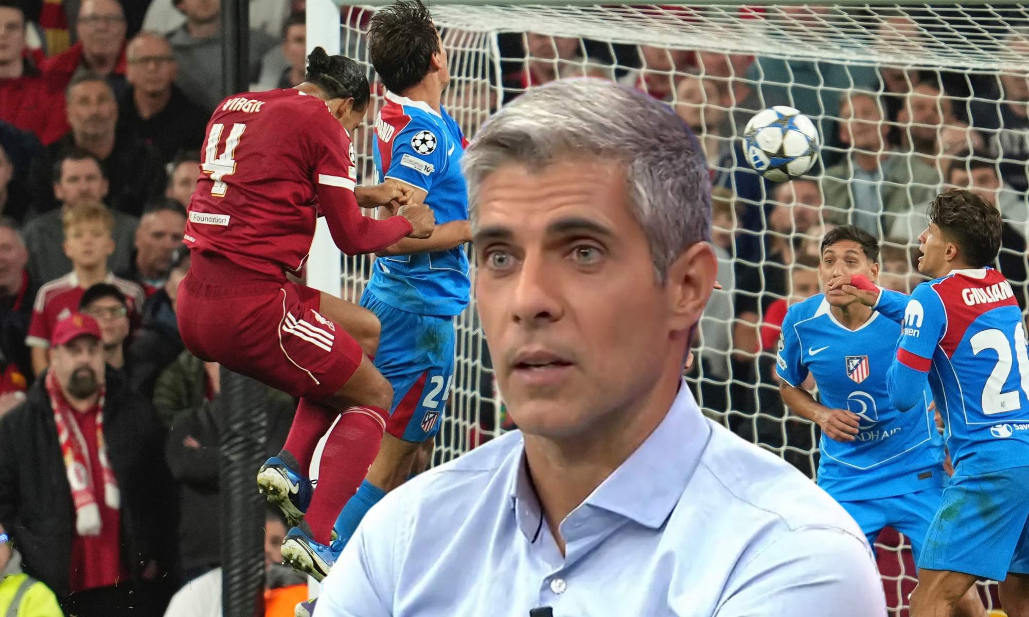 José Luis Sánchez se mofa del Atlético tras perder en el descuento ante el Liverpool con un gol de Virgil van Dijk. José Luis Sánchez se mofa del Atlético tras perder en el descuento ante el Liverpool con un gol de Virgil van Dijk.