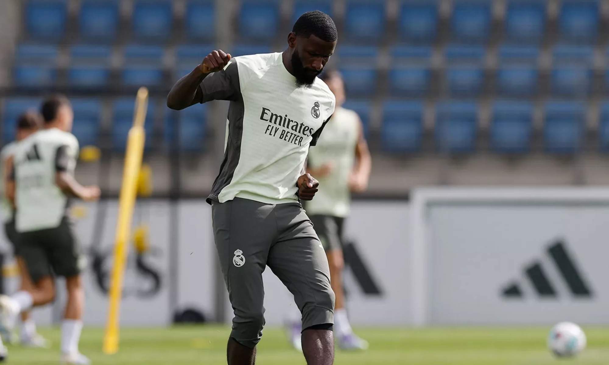 Antonio Rüdiger, durante un entrenamiento reciente en Valdebebas con el Real Madrid.