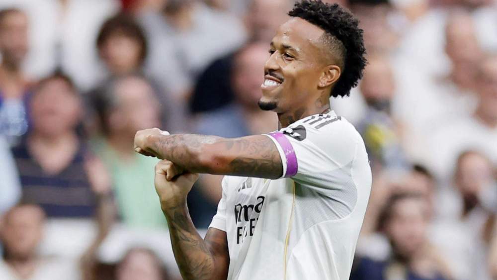 Éder Militão celebra su gol anotado al Espanyol en la temporada 25/26