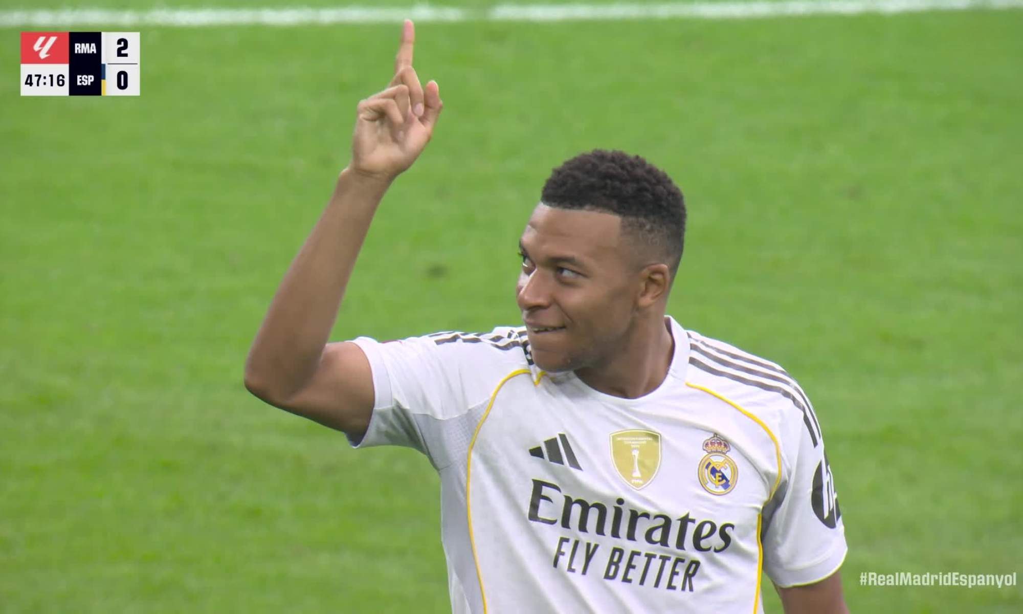 Mbappé celebrando su gol al RCD Espanyol