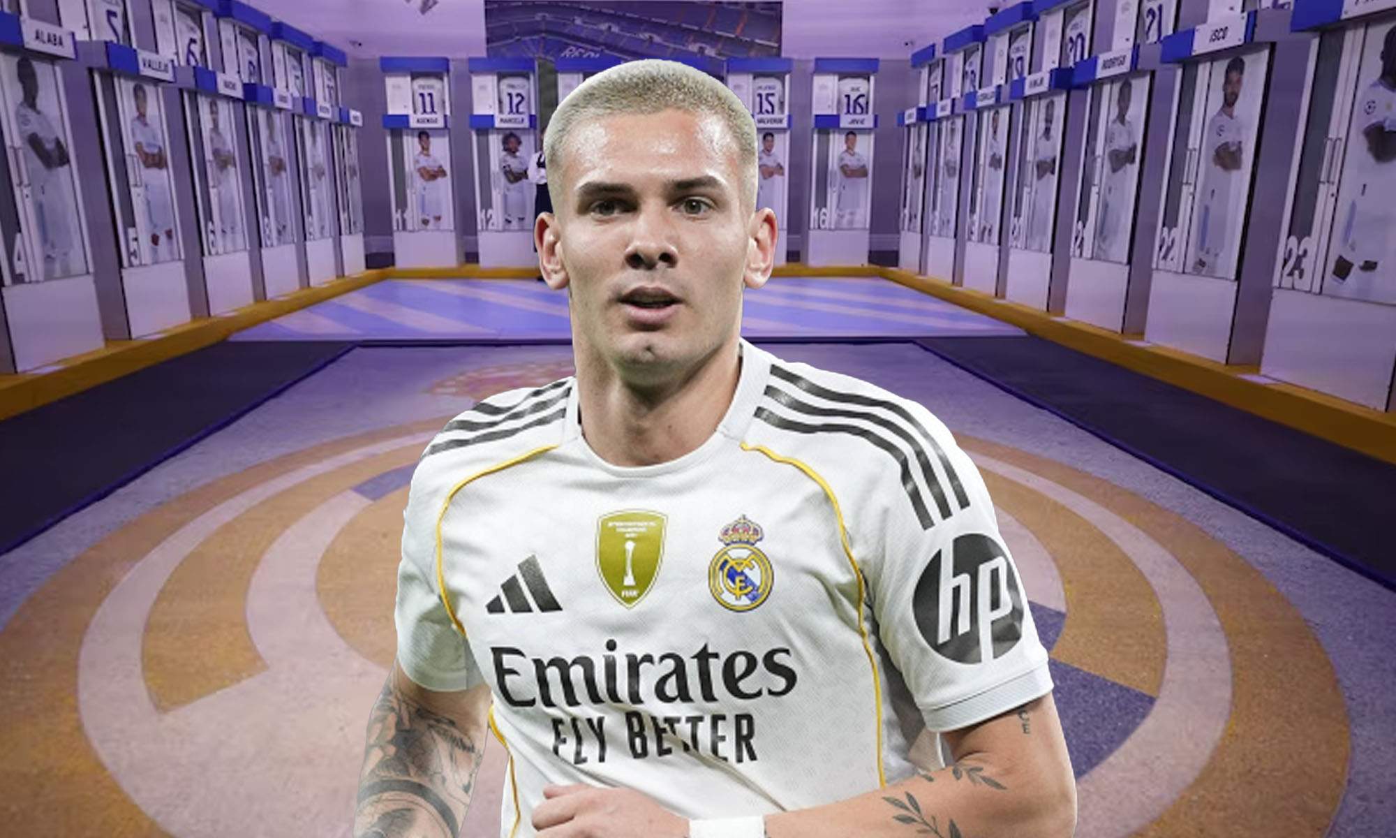 Mastantuono con vestuario Real Madrid