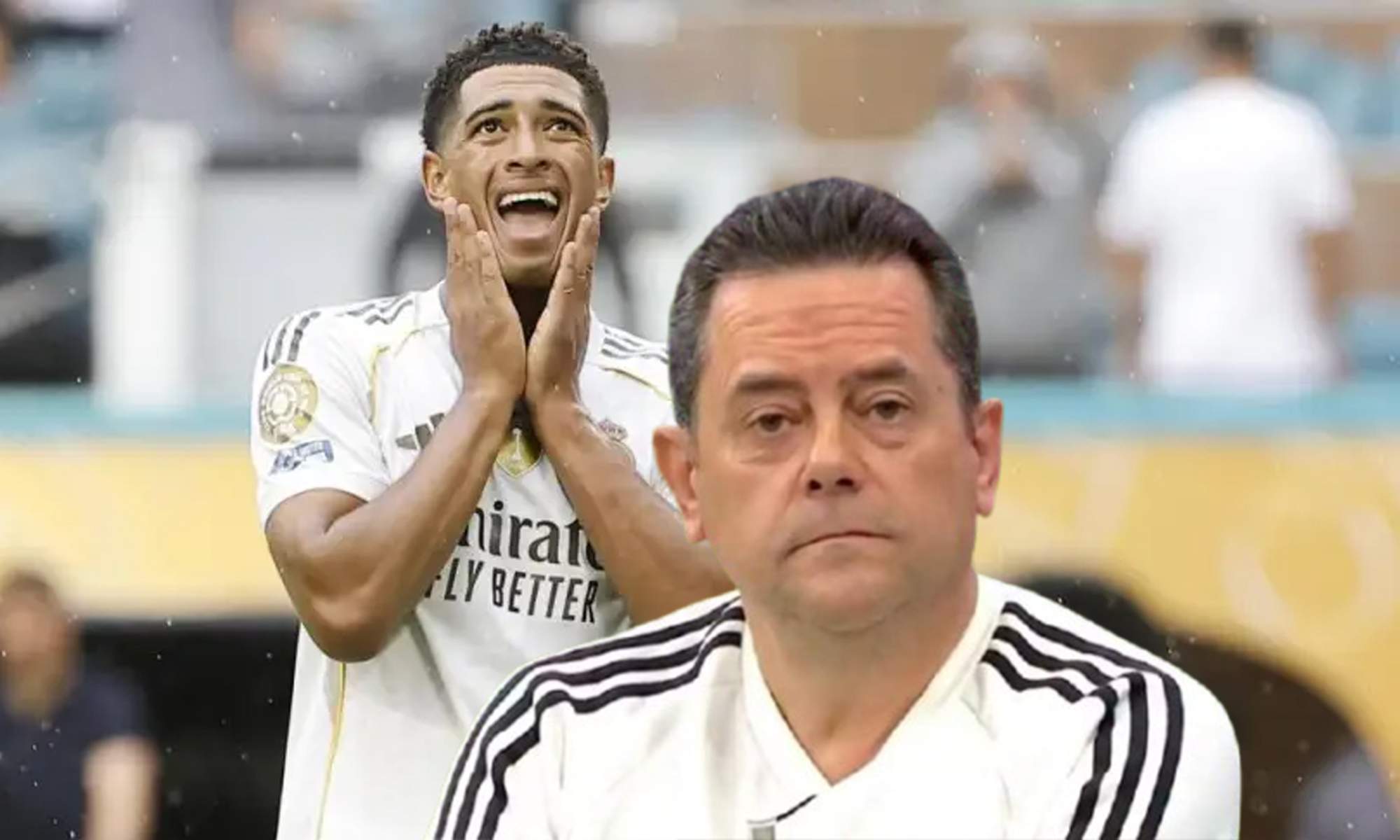 Tomás Roncero y una foto de Jude Bellingham.