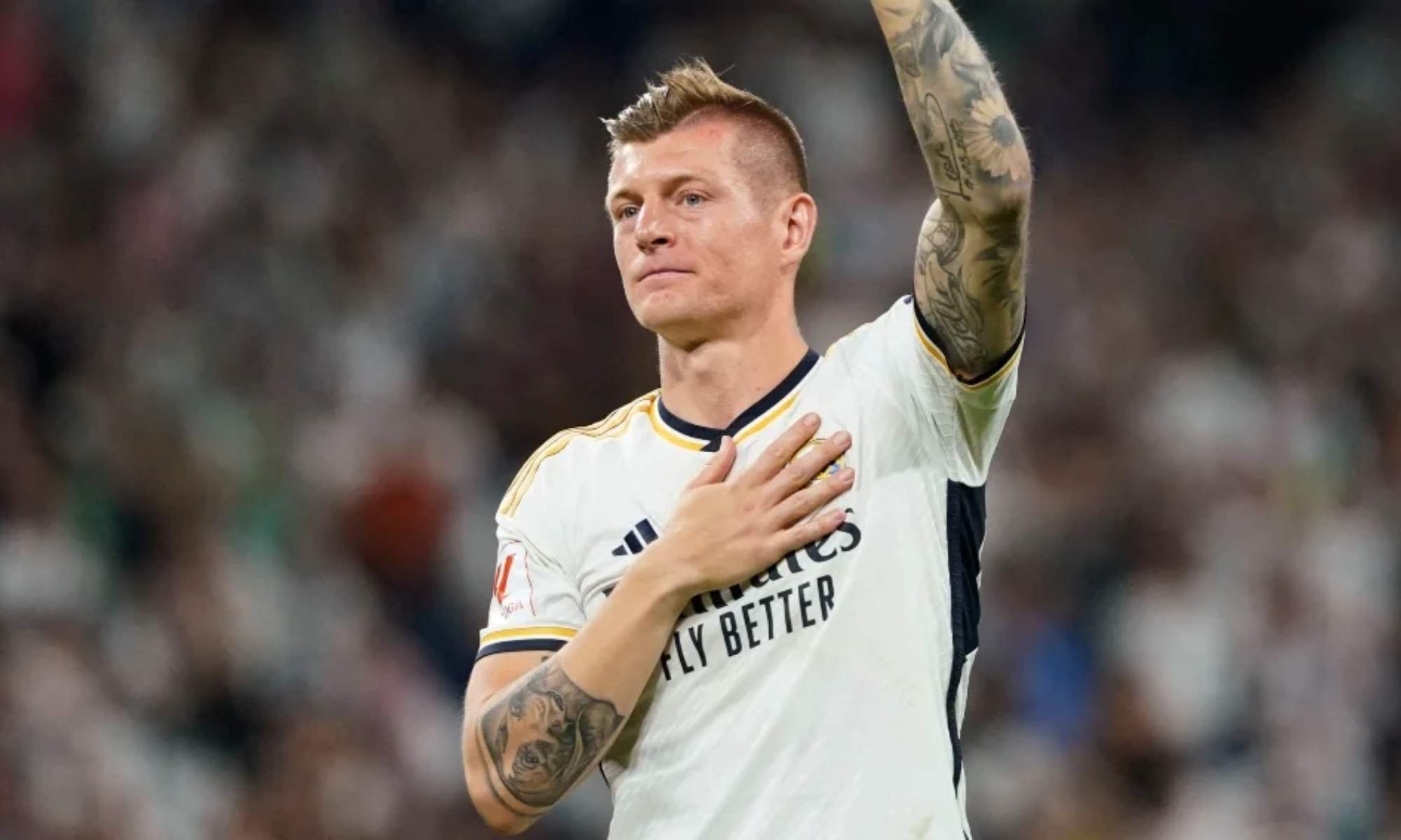 Toni Kroos, en su despedida del Santiago Bernabéu durante el 25 de mayo de 2024.