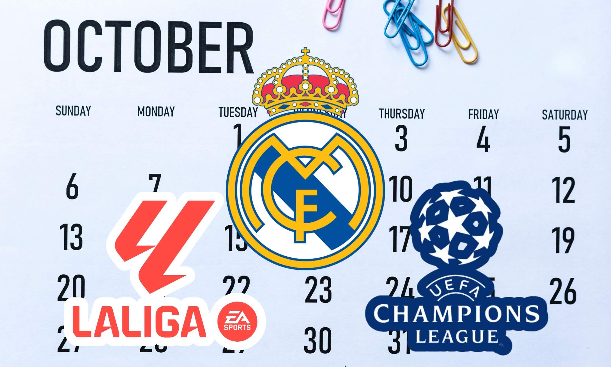 Calendario de Octubre del Real Madrid en LaLiga y Champions League
