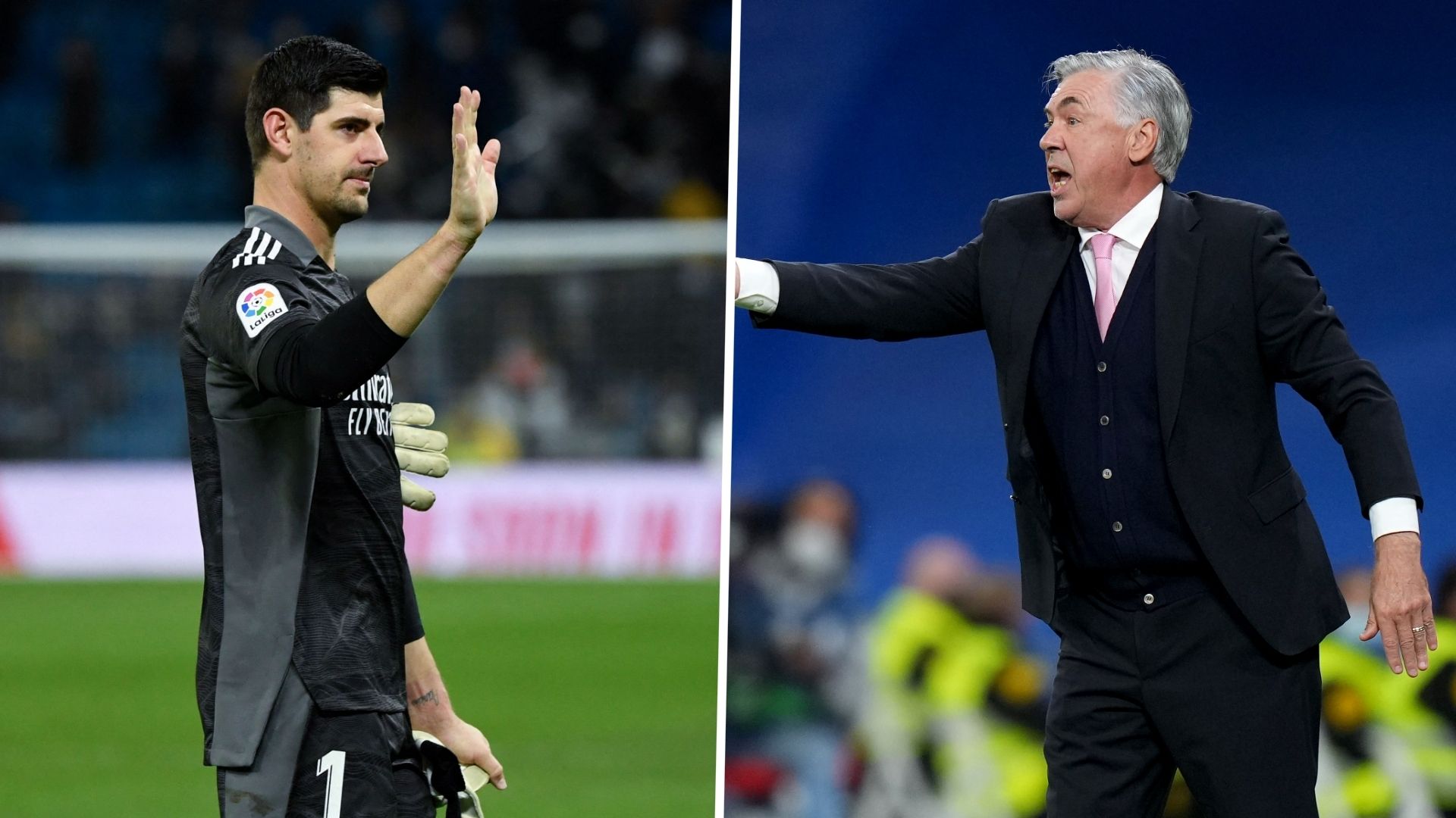 Thibaut Courtois y Carlo Ancelotti