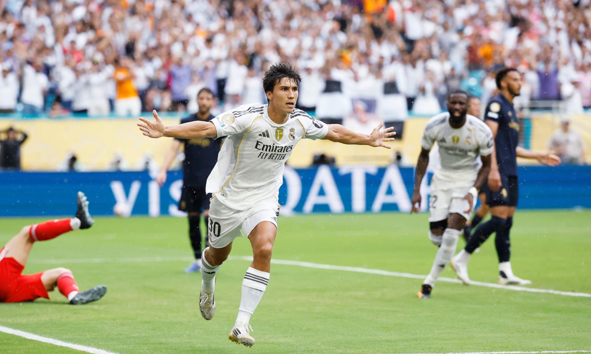 Gonzalo García, celebrando un gol con el Real Madrid en un encuentro del pasado Mundial de Clubes.