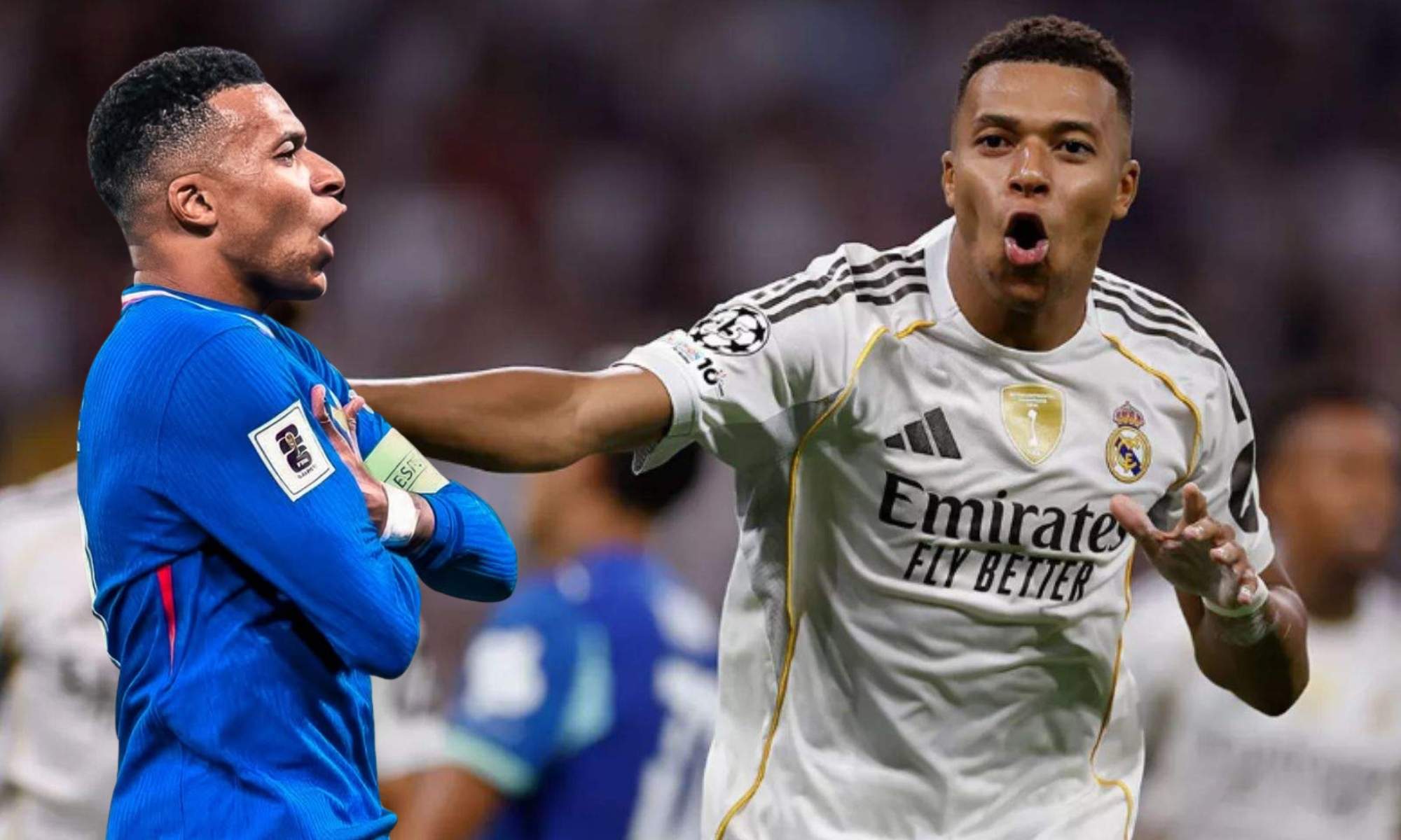 Mbappé Celebrando con Francia y el Real Madrid