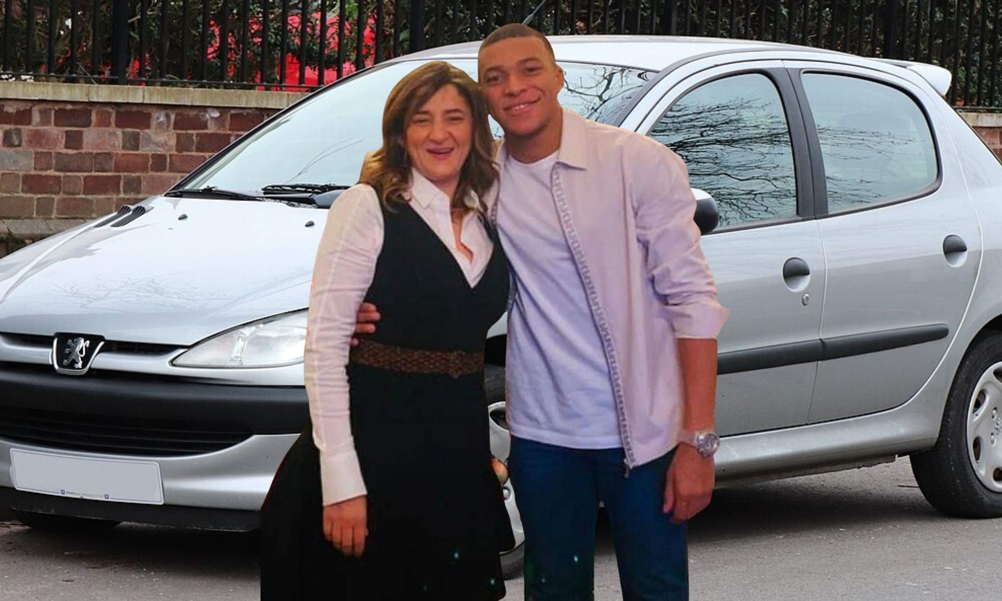 Mbappé y Fayza Lamari sobre el Peugeot 306